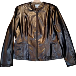 Tres You Vegan Faux Leather Tailored 2  Pocket Lined Moto Jacket in Size Large